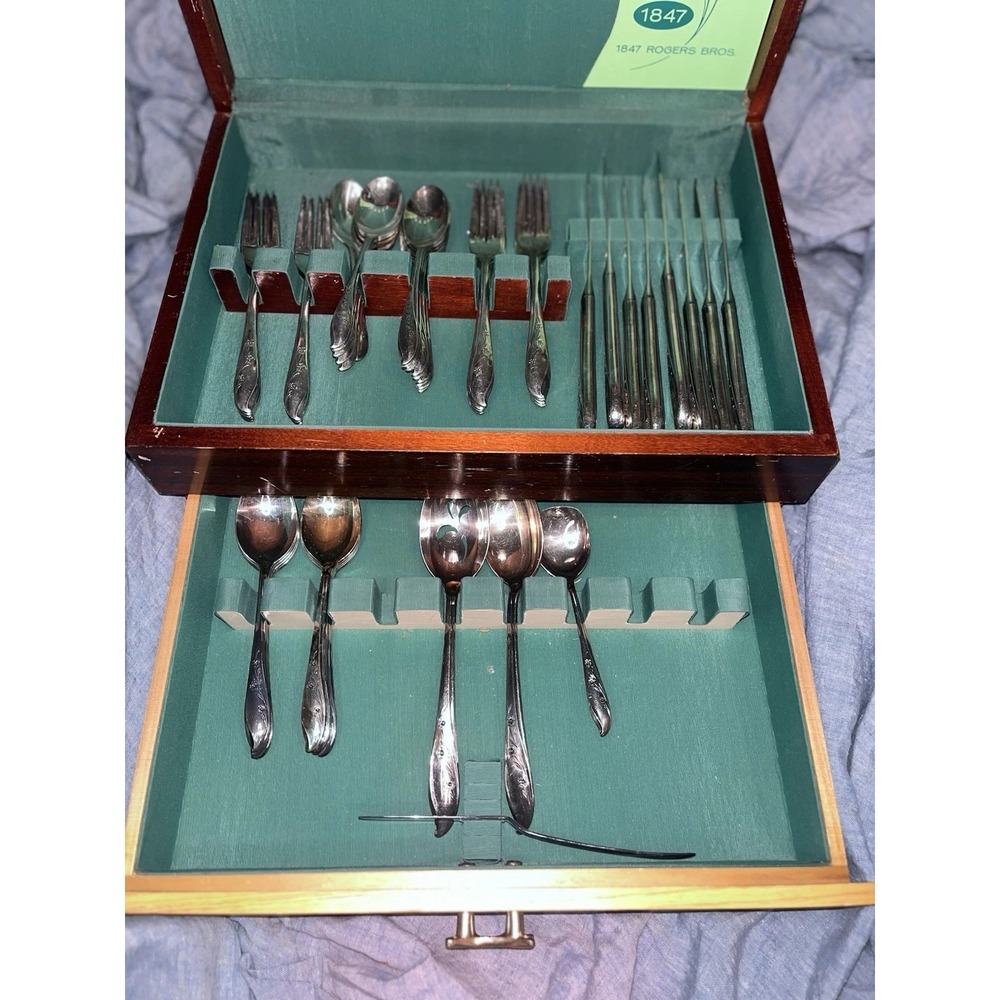 Vintage 1847 Rogers Bros "Springtime" Silverware Flatware 52 Pieces
